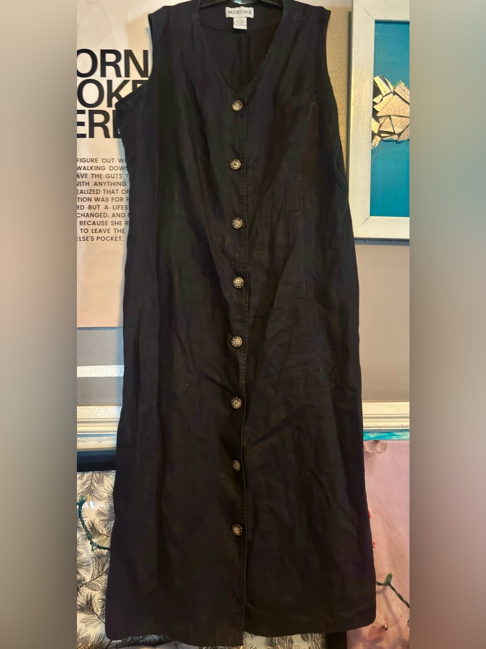Merona Black Button-Front Midi Dress